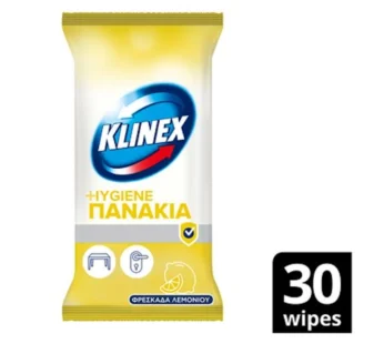 Klinex Hygiene Υγρά Πανάκια Καθαρισμού Γενικής Χρήσης Φρεσκάδα Λεμονιού Χωρίς χλώριο 30τεμ