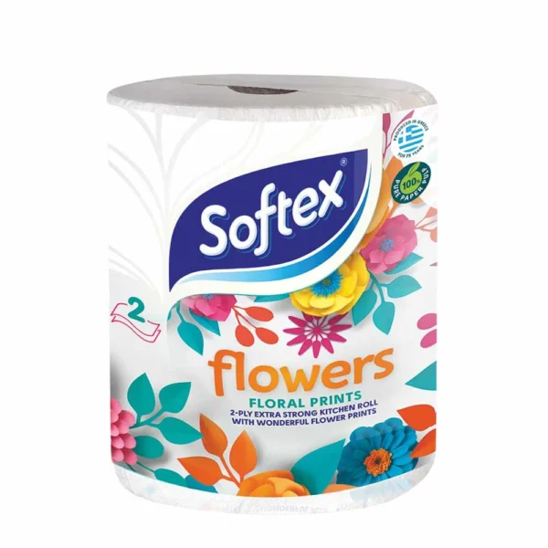 Softex Χαρτί Κουζίνας Flowers 2Φυλλών 450γρ.