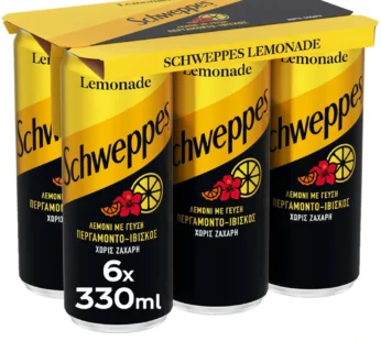 Schweppes Σόδα Λεμονάδα με γεύση Περγαμόντο & Ιβίσκο Χωρίς ζάχαρη 6x330ml