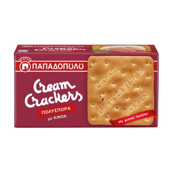 Παπαδοπούλου Cream Crackers Μπισκότα Σίτου Χωρίς Ζάχαρη Vegan 165 gr