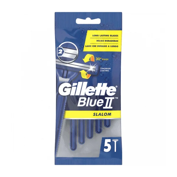 Gillette Blue II Slalom Ξυραφάκια Mε Κινούμενες Κεφαλή 5τεμ