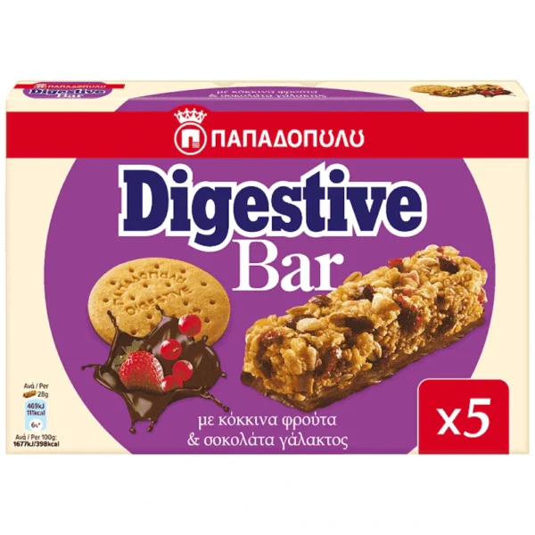 Digestive Μπάρα Με Κόκκινα Φρούτα & Σοκολάτα Γάλακτος 140gr