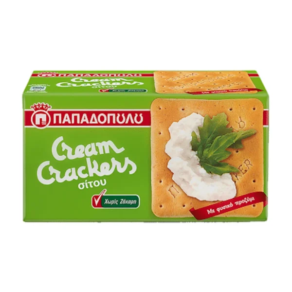 Παπαδοπούλου Cream Crackers Μπισκότα Σίτου Χωρίς Ζάχαρη Vegan 165 gr