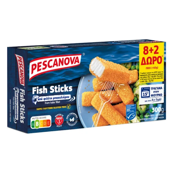 Pescanova Fish Sticks Χωρίς Γλουτένη 300gr (8+2 Δώρο)