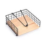 Χαρτοπετσετοθήκη Μεταλλική Μαύρη με Ξύλινη Βάση 19x7εκ