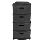 Συρταριέρα Πλαστική 4 Θέσεων ''Honeycomb'' Μαύρη