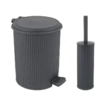 Κάδος Πεντάλ 7lt Πλαστικός και Πιγκαλ ΣΕΤ 23x29x29cm Μαύρο-Γκρι