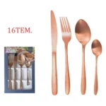 Μαχαιροπίρουνα Ανοξείδωτα 16 Τεμαχίων ΣΕΤ Ροζ-Χρυσό