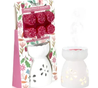 Αρωματιστής Κεραμικός 8x8x10,5 ΣΕΤ Με WAX MELTS “Strawberry” 66gr