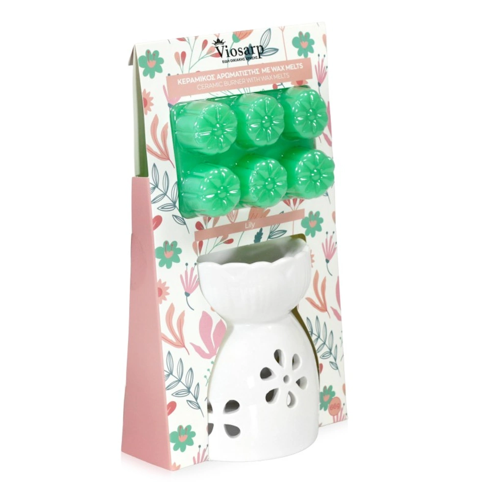 Αρωματιστής Κεραμικός 8x8x10,5 ΣΕΤ Με WAX MELTS "Lily" 66gr