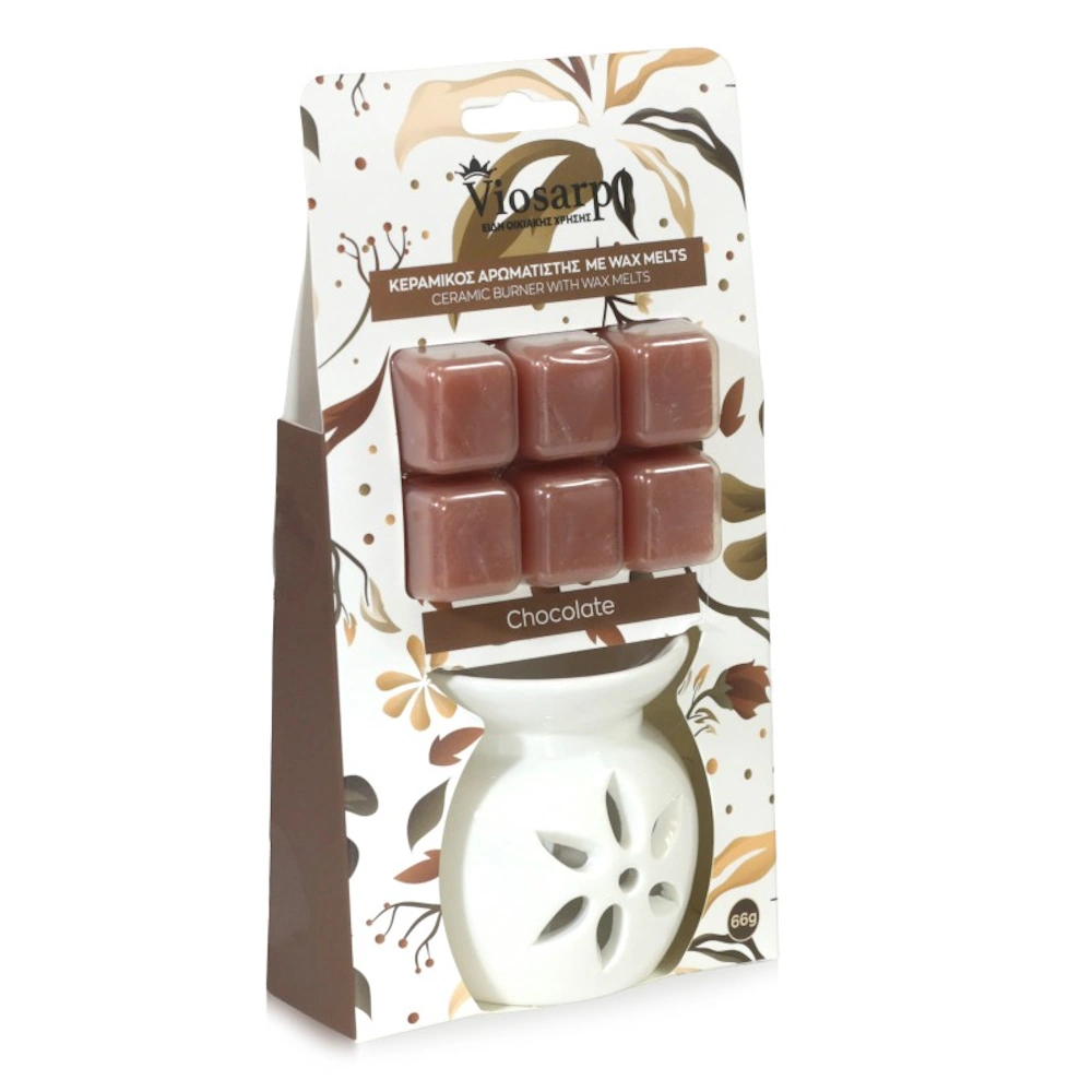 Αρωματιστής Κεραμικός 7,8x6,5x7,8 ΣΕΤ Με WAX MELTS "chocolate" 66gr